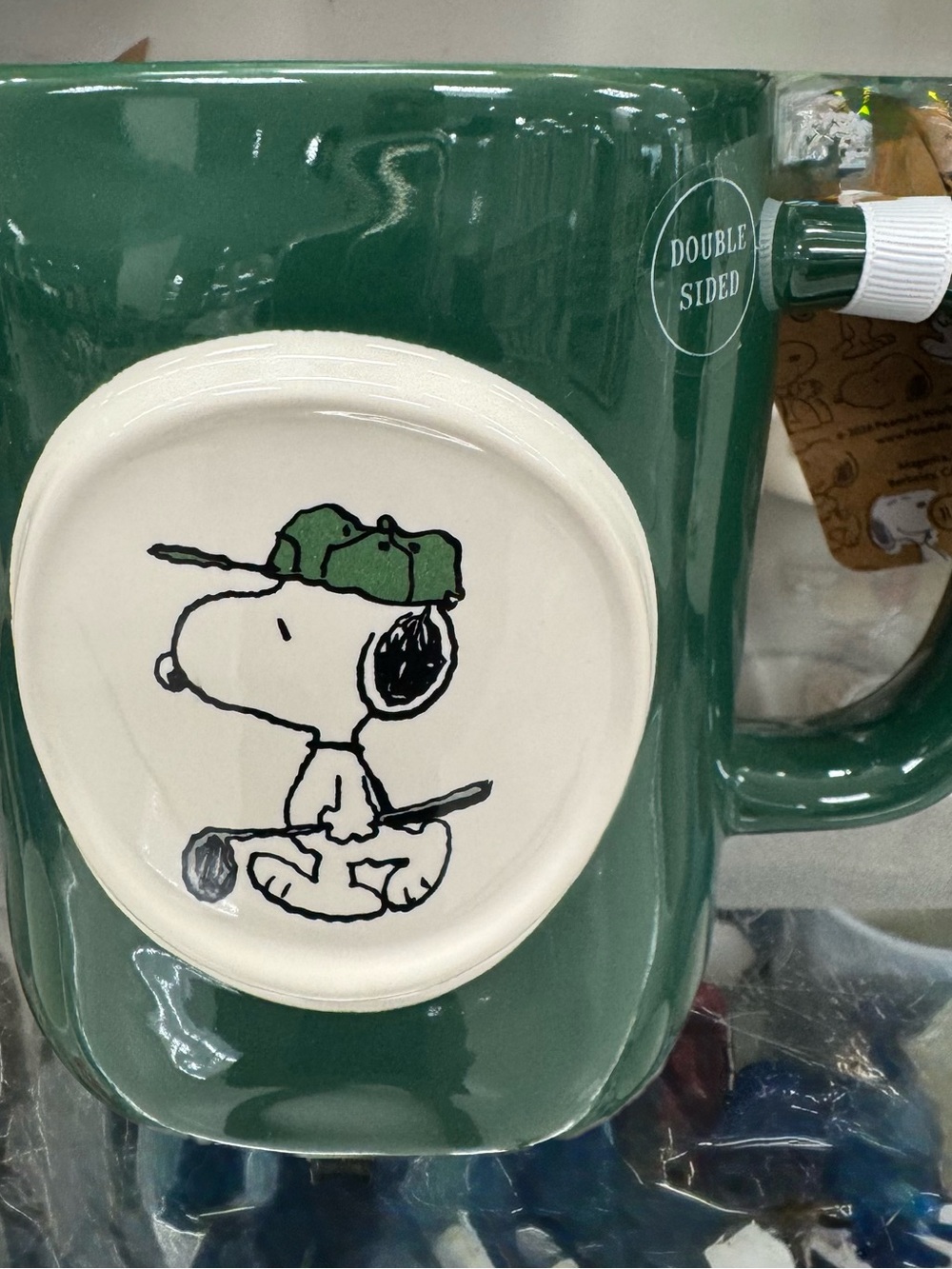 Peanuts Snoopy Green Double-Sided Rae Dunn mug